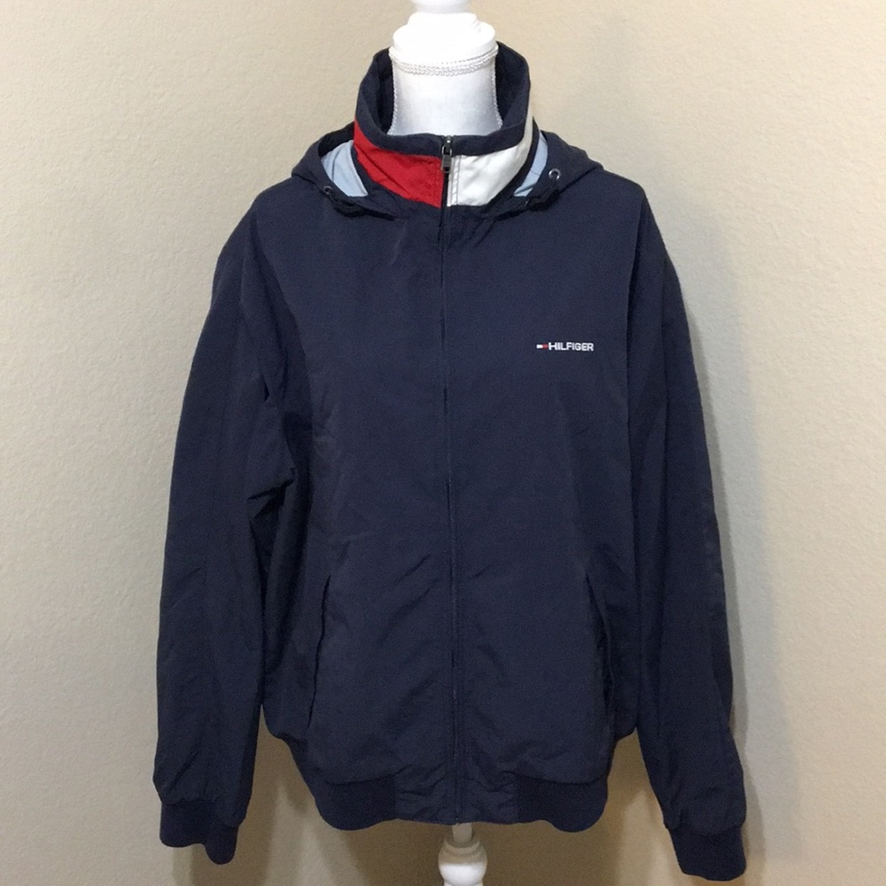 Tommy Hilfiger Blue and Red Windbreaker Jacket
